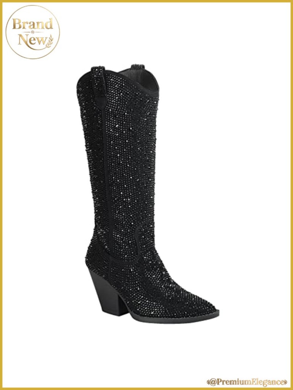 Faux Suede Women's Boots Rhinestone Pointed Toe Western